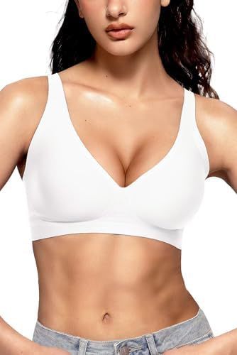 Seamless Deep V Neck Bra - No Wire Comfort Bra for Everyday Wear