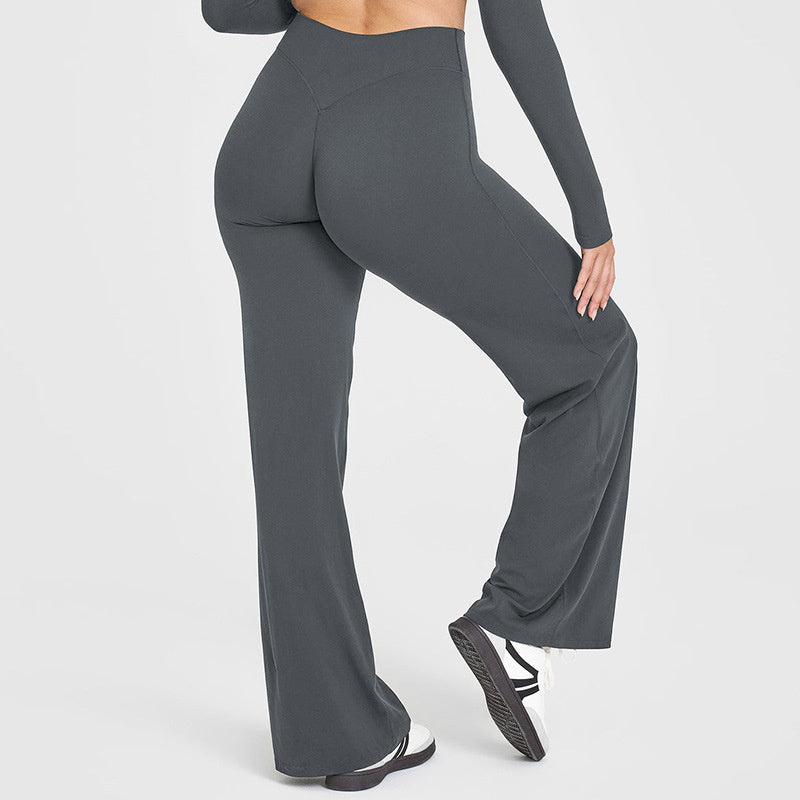Straight Leg Yoga Pants - High Waist Loose Fit Lounge & Workout Pants