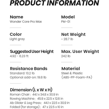 Pro Max 4-in-1 Home Gym - Rowing Machine, Leg Press, Ab Glider & Roman Chair