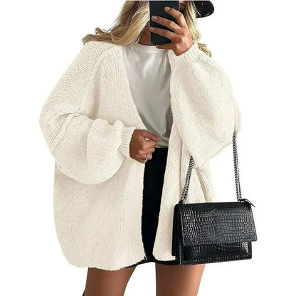 Women's Knit Cardigan Sweater - Long Sleeve Open Front Casual Coat