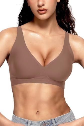 Seamless Deep V Neck Bra - No Wire Comfort Bra for Everyday Wear