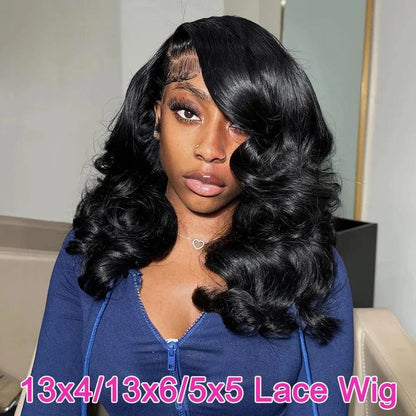 Human Hair Wavy Curly Wig - 13x4 Lace Front & 5x5 Closure Wig with Natural Hairline