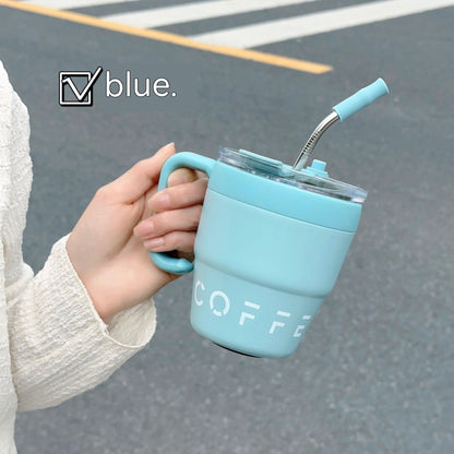 Home Stainless Steel Mug Cup With Suction Tubes