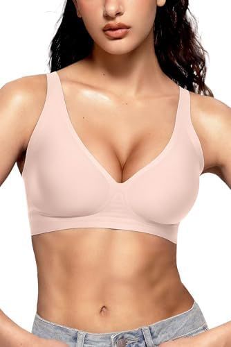 Seamless Deep V Neck Bra - No Wire Comfort Bra for Everyday Wear
