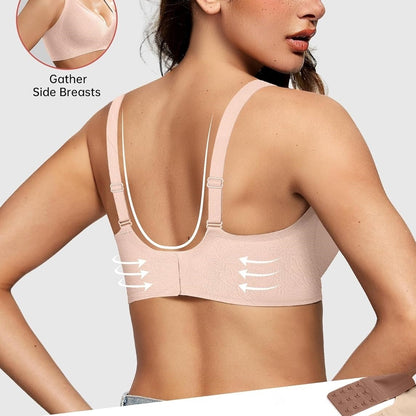 Seamless Deep V Neck Bra - No Wire Comfort Bra for Everyday Wear