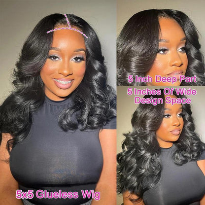 Human Hair Wavy Curly Wig - 13x4 Lace Front & 5x5 Closure Wig with Natural Hairline