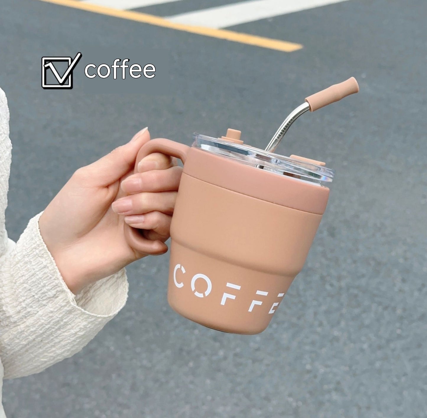 Home Stainless Steel Mug Cup With Suction Tubes