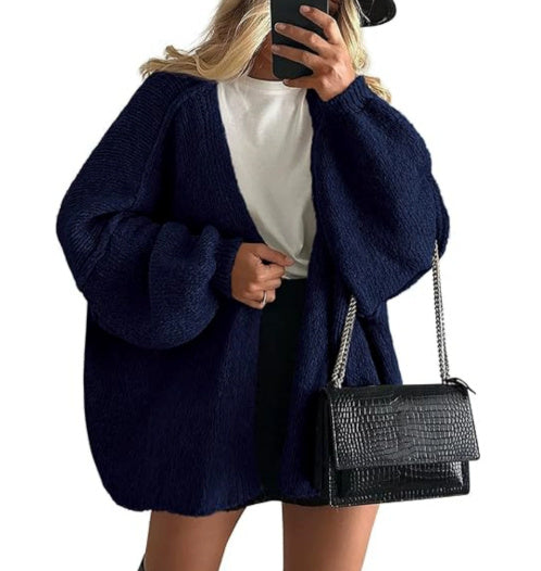 Women's Knit Cardigan Sweater - Long Sleeve Open Front Casual Coat