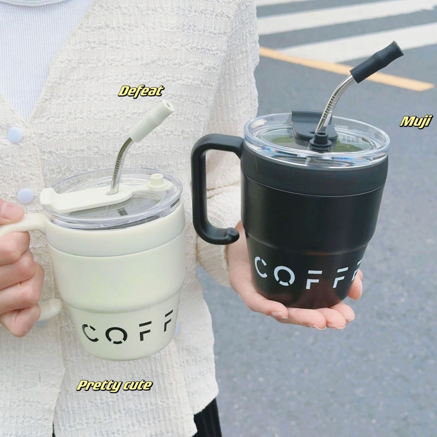 Home Stainless Steel Mug Cup With Suction Tubes