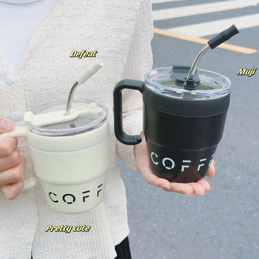 Home Stainless Steel Mug Cup With Suction Tubes