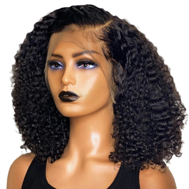 Short Curly Bob Wig Human Hair - Hand Woven Natural Look Bob Wig