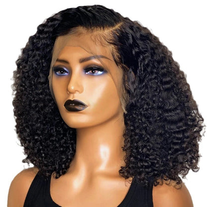 Short Curly Bob Wig Human Hair - Hand Woven Natural Look Bob Wig