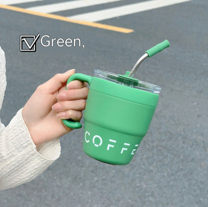 Home Stainless Steel Mug Cup With Suction Tubes