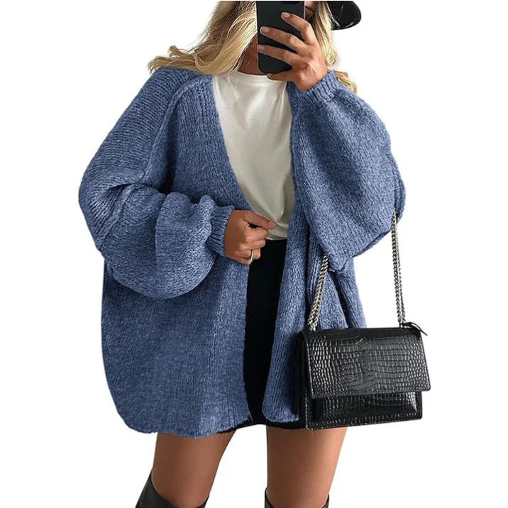 Women's Knit Cardigan Sweater - Long Sleeve Open Front Casual Coat