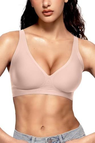 Seamless Deep V Neck Bra - No Wire Comfort Bra for Everyday Wear