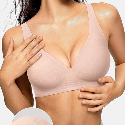Seamless Deep V Neck Bra - No Wire Comfort Bra for Everyday Wear