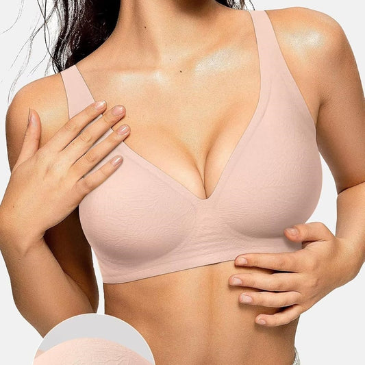 Seamless Deep V Neck Bra - No Wire Comfort Bra for Everyday Wear