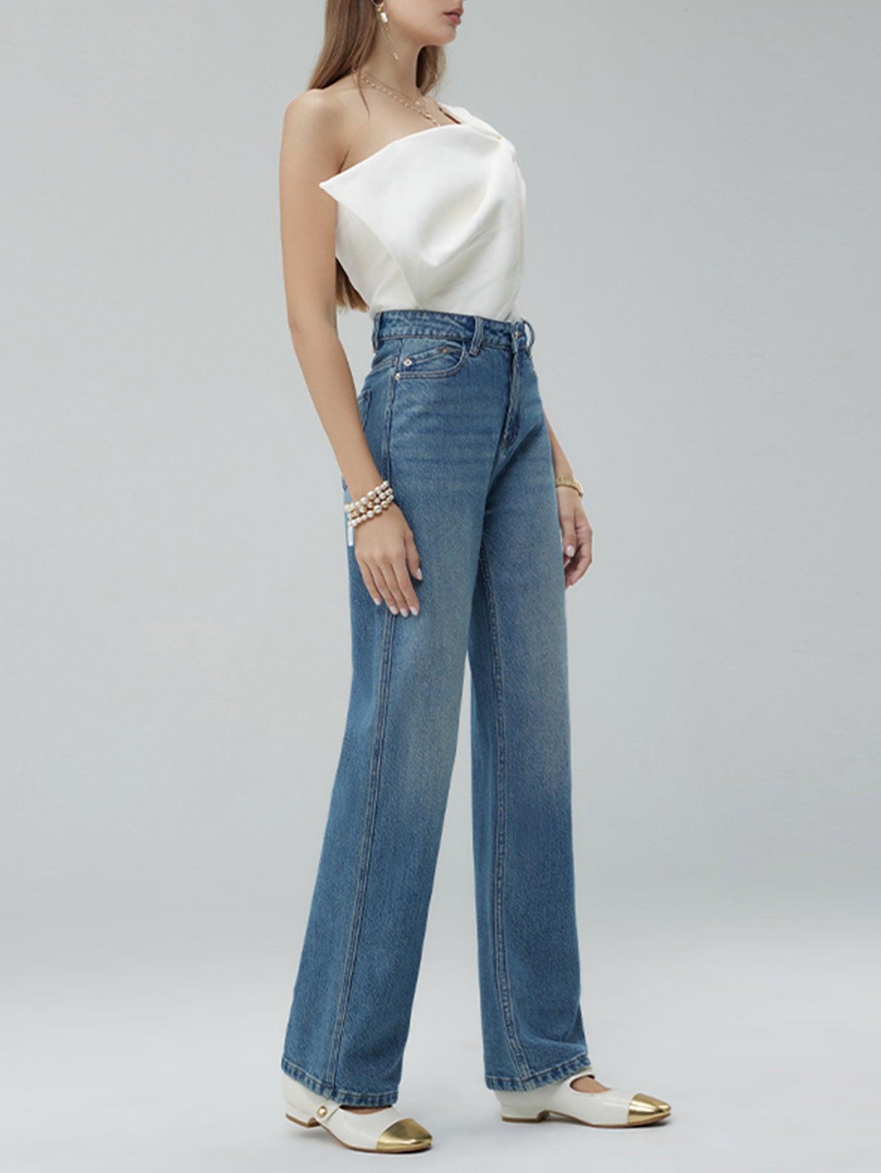 Women's Wide Leg Denim Pants - High Waist Loose Fit Jeans