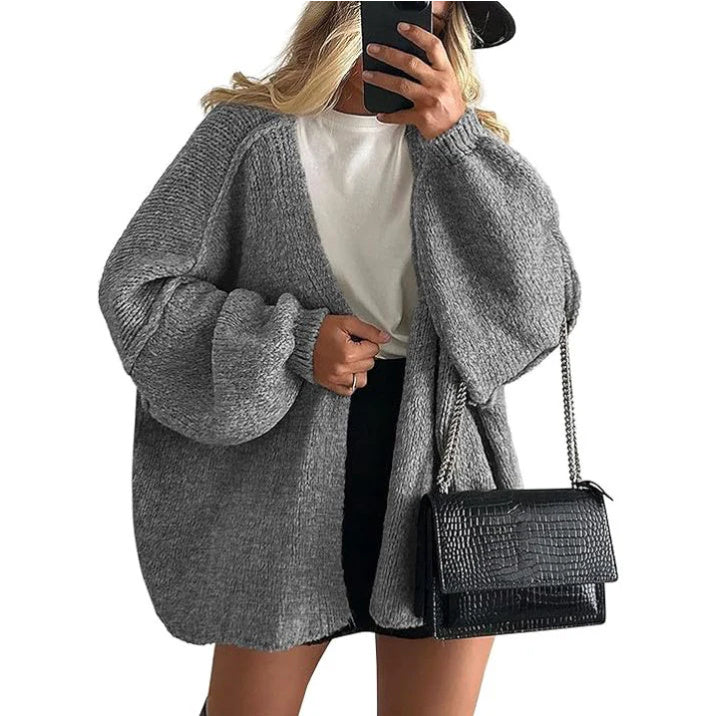 Women's Knit Cardigan Sweater - Long Sleeve Open Front Casual Coat