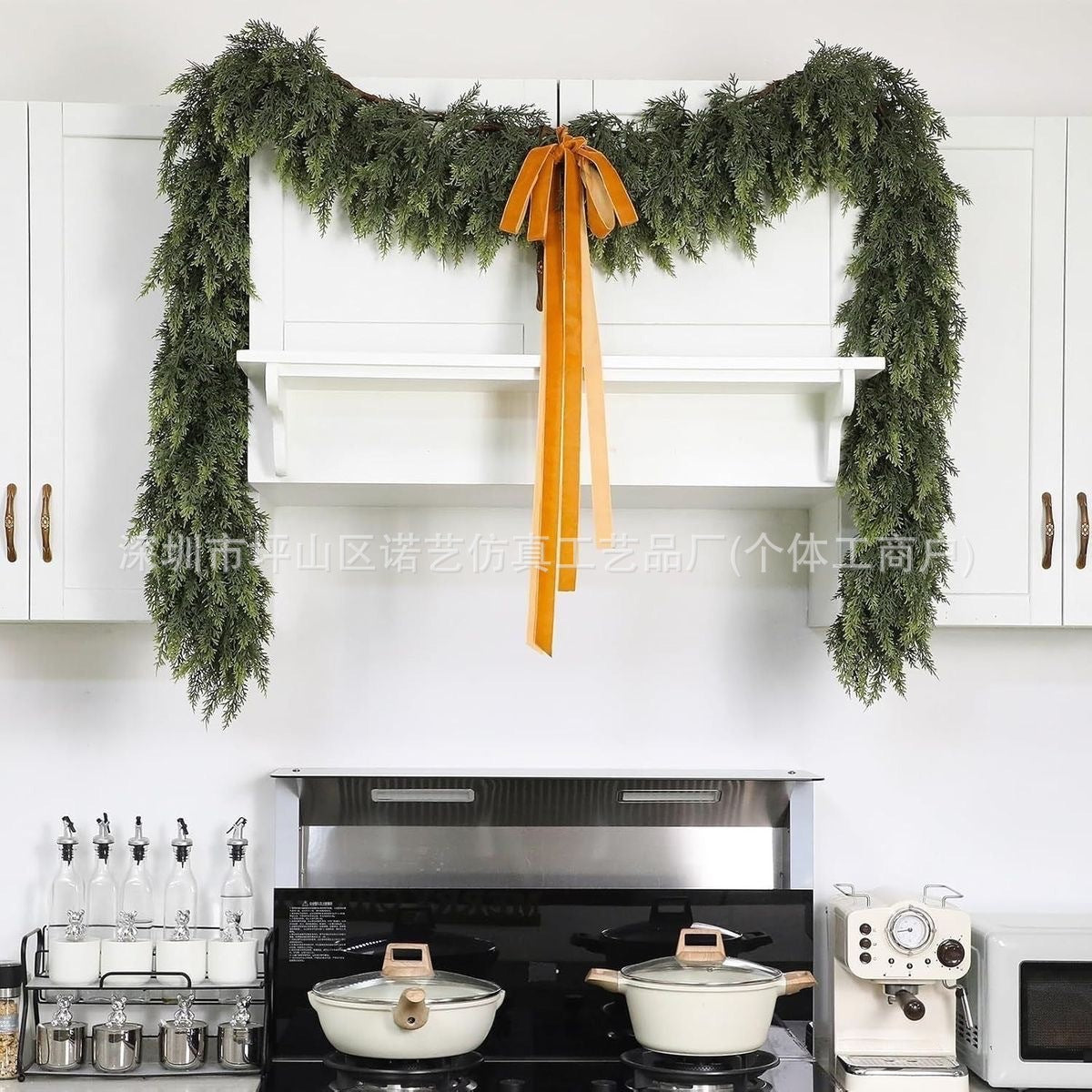 Artificial Christmas Garland - Soft Feel Pine Needle Garland for Stairs & Mantle