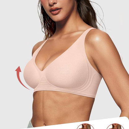 Seamless Deep V Neck Bra - No Wire Comfort Bra for Everyday Wear