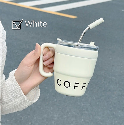 Home Stainless Steel Mug Cup With Suction Tubes