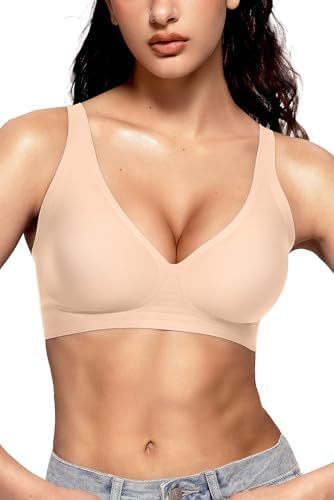 Seamless Deep V Neck Bra - No Wire Comfort Bra for Everyday Wear