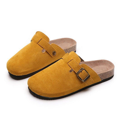 Vintage Women's Shoes Slip On Flat Bottomed Half Slippers
