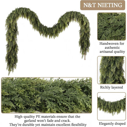 Artificial Christmas Garland - Soft Feel Pine Needle Garland for Stairs & Mantle