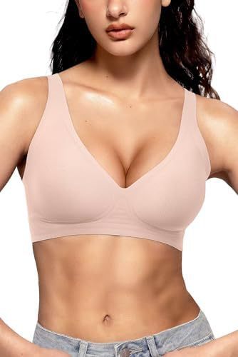Seamless Deep V Neck Bra - No Wire Comfort Bra for Everyday Wear