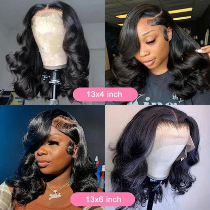 Human Hair Wavy Curly Wig - 13x4 Lace Front & 5x5 Closure Wig with Natural Hairline