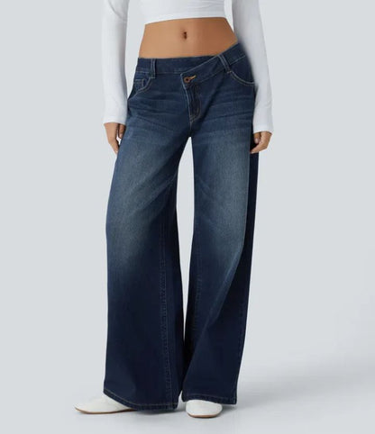 High Waist Straight Leg Jeans - Classic Denim Pants for Women